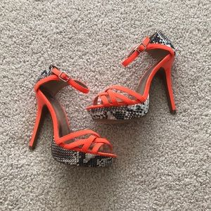 2b Bebe Orange Heels
